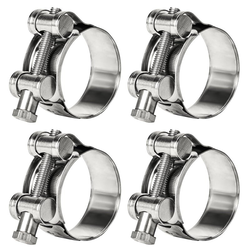 Sieqioor T-Bolt Hose Clamps 304 Stainless Steel (26-28mm 4-Pack) - Heavy Duty Adjustable Clamp for Automotive, Plumbing & Industrial Pipes - Corrosion Resistant, Secure Seal - Image 1