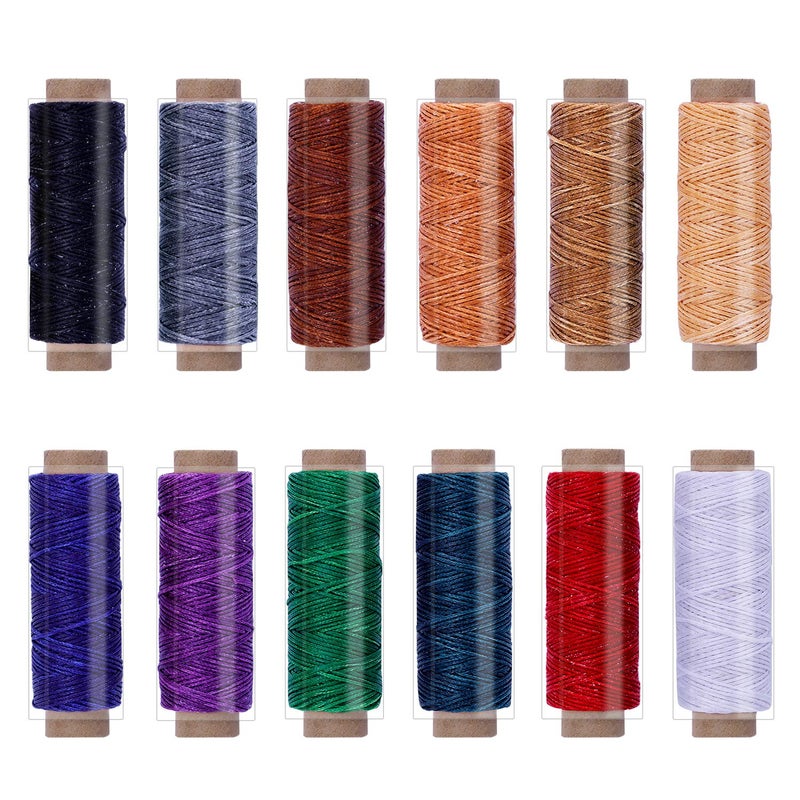 BUTUZE 660 Yards Leather Sewing Waxed Thread  150D 55Yards Per Spool Stitching Thread for Craft DIY Bookbinding Shoe Repairing Leather Sewing
