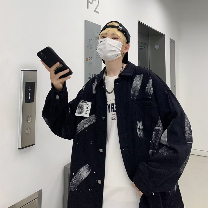 Hip-Hop Street Loose Couple Casual Loose Jacket Ins Reflective Splash Ink Graffiti Hand-Painted Men'S And Women'S Jacket - Image 2