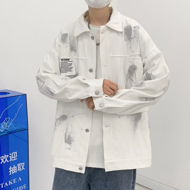 Hip-Hop Street Loose Couple Casual Loose Jacket Ins Reflective Splash Ink Graffiti Hand-Painted Men'S And Women'S Jacket - Image 5