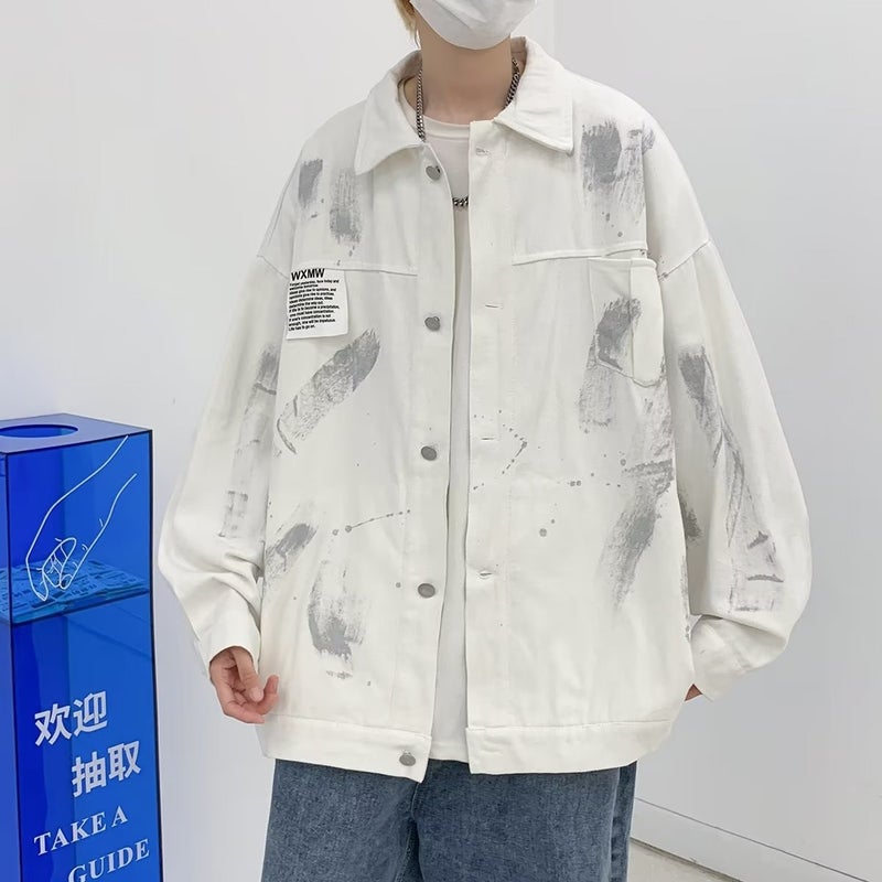 Hip-Hop Street Loose Couple Casual Loose Jacket Ins Reflective Splash Ink Graffiti Hand-Painted Men'S And Women'S Jacket - Image 4