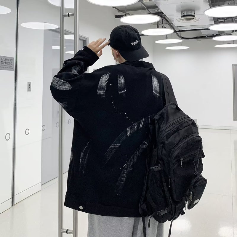 Hip-Hop Street Loose Couple Casual Loose Jacket Ins Reflective Splash Ink Graffiti Hand-Painted Men'S And Women'S Jacket - Image 3