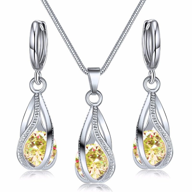 IFKM Silver Jewelry Sets for Women Rhinestone Crystal CZ Bridal Bridesmaid Accessories Necklace Earrings set for Wedding Prom Anniversary Birthday Gifts - Image 1