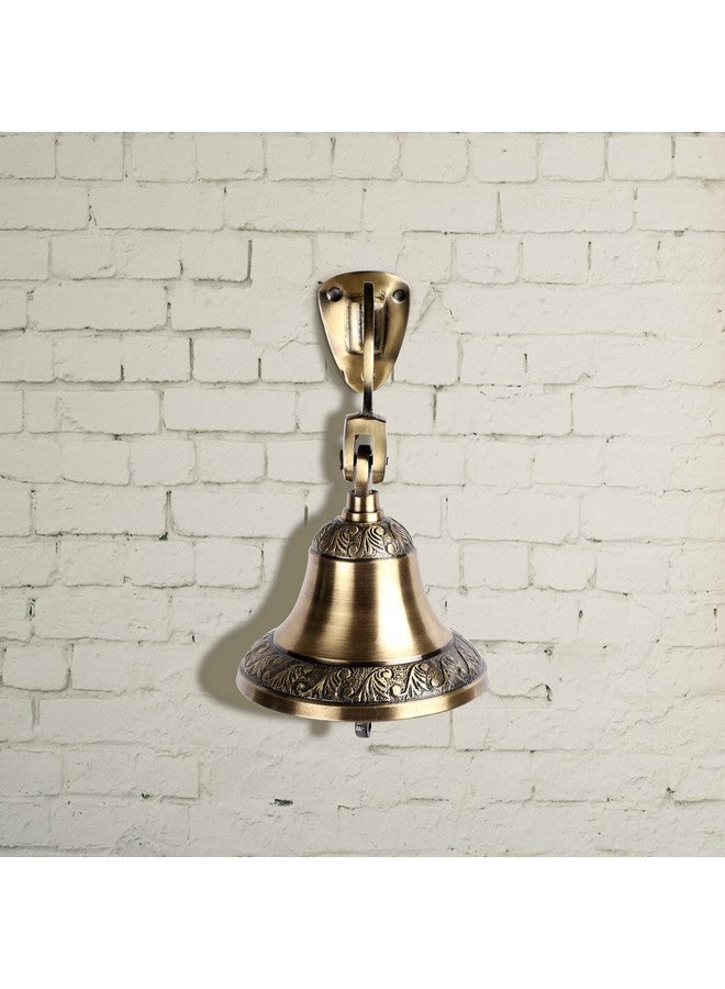 FAPBADRI Antique Brass Bell, Vintage look, Solid brass material, Deep sound, Design on base and top, Home decorative item - Image 5