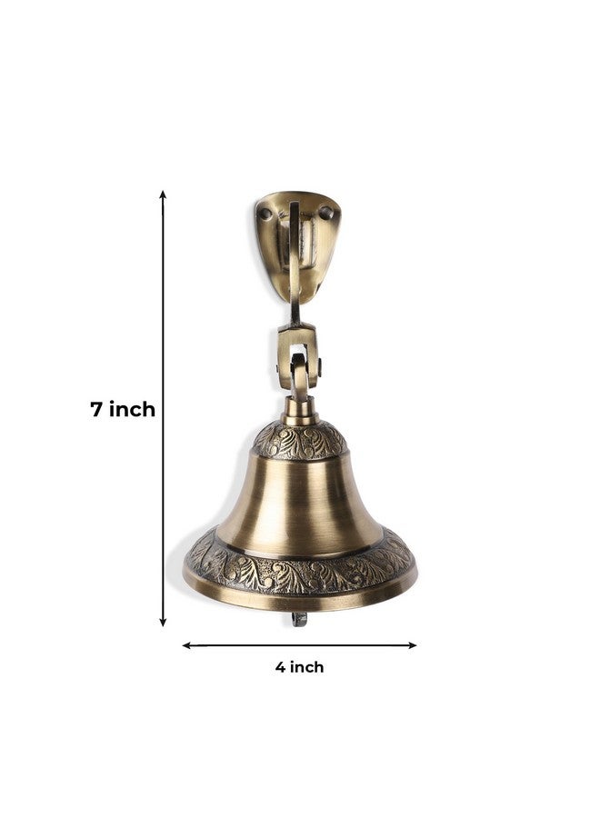FAPBADRI Antique Brass Bell, Vintage look, Solid brass material, Deep sound, Design on base and top, Home decorative item - Image 4
