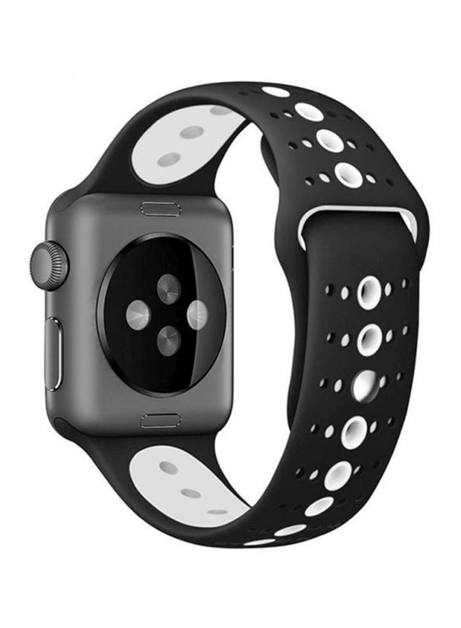NIBEMINENT Replacement Band For Apple Watch Series 1/2/3/4 40mm Black/White - Image 2