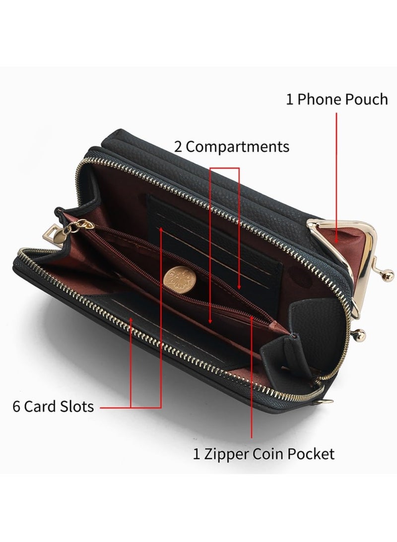 SYOSI Small Crossbody Phone Bag for Women, Lightweight Leather Cell Phone Wallet, Magnetic Suction Lock Shoulder Purse with Credit Card Slots - Image 4