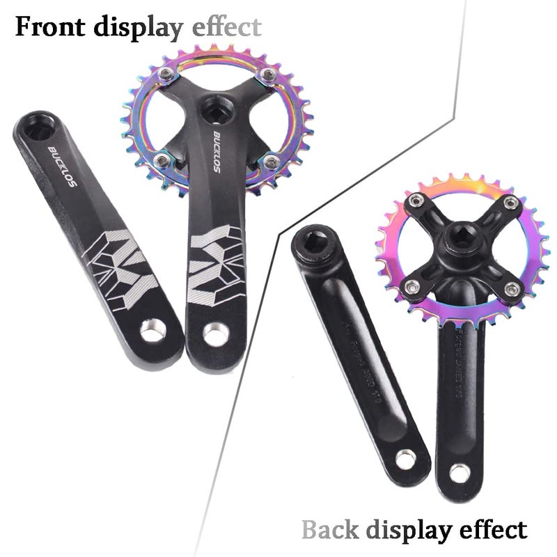 BUCKLOS MTB Mountain Bike Single Speed Square Taper Crankset -170mm Cranksets Bicycle Crank Set with 104BCD 32/34/36/38/40/42T Round/Oval Chainring Fit for Ebike/Commuter Bike - Image 2
