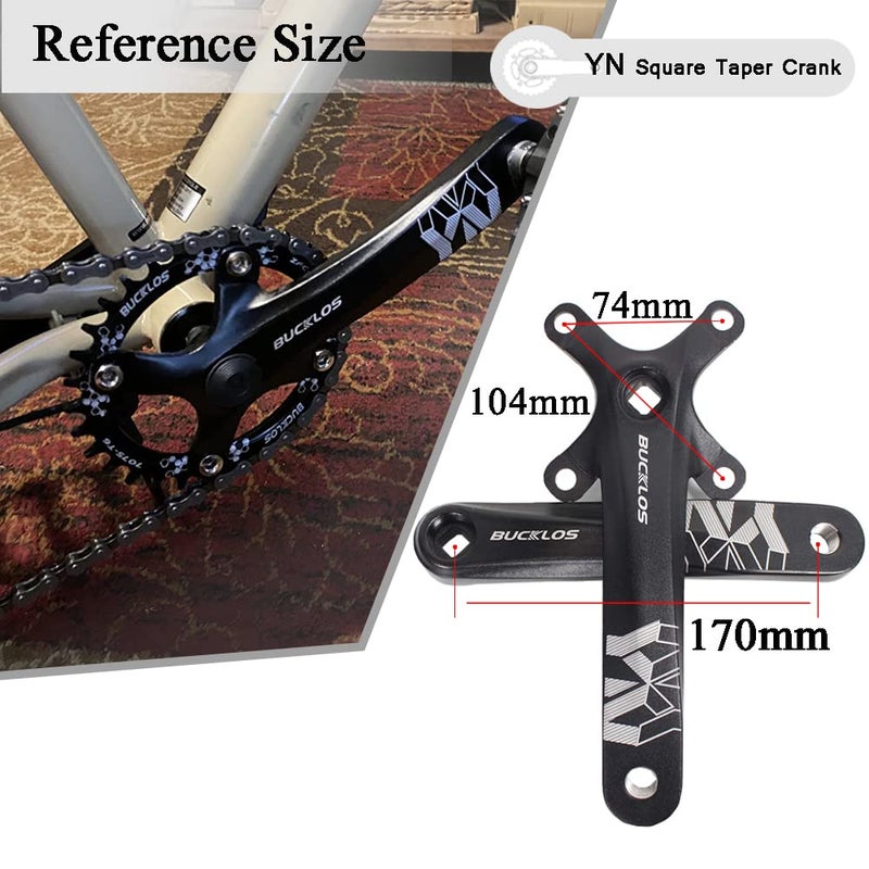 BUCKLOS MTB Mountain Bike Single Speed Square Taper Crankset -170mm Cranksets Bicycle Crank Set with 104BCD 32/34/36/38/40/42T Round/Oval Chainring Fit for Ebike/Commuter Bike - Image 4