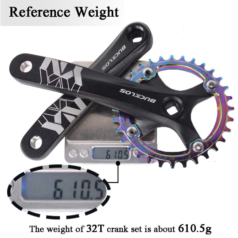 BUCKLOS MTB Mountain Bike Single Speed Square Taper Crankset -170mm Cranksets Bicycle Crank Set with 104BCD 32/34/36/38/40/42T Round/Oval Chainring Fit for Ebike/Commuter Bike - Image 3
