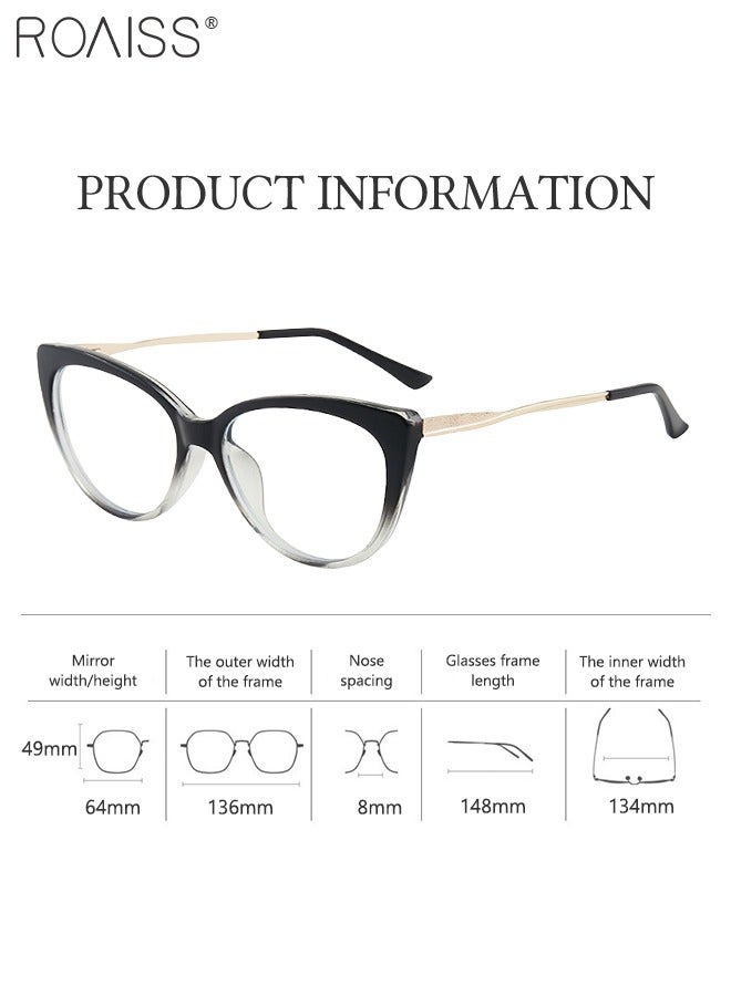 رويس نظارة نسائية لحجب الضوء الأزرق، نظارة عين القط للكمبيوتر وللقراءة والألعاب والتلفزيون والهواتف بفلتر الضوء الأزرق، نظارات الموضة المضادة لإجهاد العين والصداع أسود متدرج - Image 3