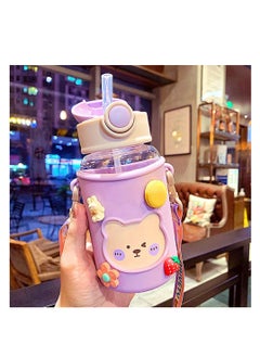 Kawaii Water Bottle for Girls Cute Water Bottles with Straw, Portable Leakproof Kawaii Bear Water Bottle with Adjustable Strap and Sleeve - for School Outdoor Sports Travel, BPA-Free, 24oz (Purple) - pzsku/ZEBAF4AA654229B0D6D1FZ/45/_/1696995610/a67b1fca-db77-4f39-8032-717a619dc15c