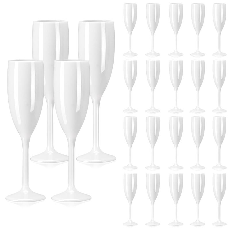 XUWAIDSGN Champagne Flute Acrylic Champagne Glasses Wedding Toasting Champagne Flute Goblet Plastic Reusable Unbreakable Champagne Cups for Bachelorette Wedding Bridal Shower Party White 24