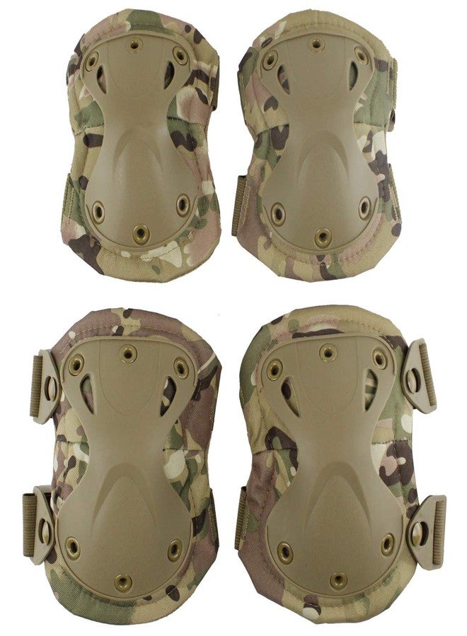 Aoutacc Tactical Combat Knee & Elbow Protective Pads Set for Outdoor CS Paintball Game Cycling Safety Skateboarding Gear Skates Knee Protection Guard Pads (MC03) - Image 1