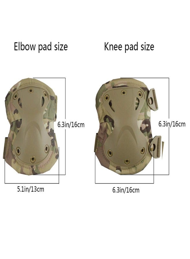 Aoutacc Tactical Combat Knee & Elbow Protective Pads Set for Outdoor CS Paintball Game Cycling Safety Skateboarding Gear Skates Knee Protection Guard Pads (MC03) - Image 2