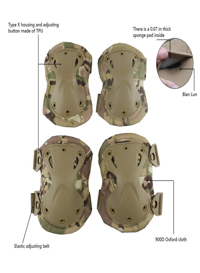 Aoutacc Tactical Combat Knee & Elbow Protective Pads Set for Outdoor CS Paintball Game Cycling Safety Skateboarding Gear Skates Knee Protection Guard Pads (MC03) - Image 4