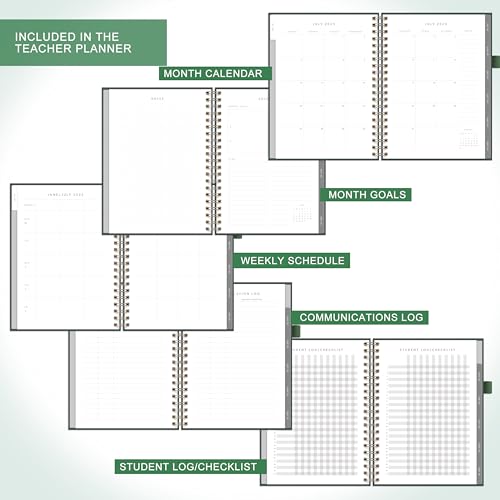 &And Per Se And Per Se Teacher Planner 2025-2026 Academic Year -Teacher Lesson Planner from July 2025 to June 2026, 8.5" x 11", Weekly & Monthly Planning for Teachers with Monthly Tabs, Stickers (Forest Green) - Image 5
