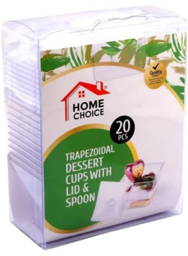 HOME CHOICE 20 قطعة، أكواب مثلثة الشكل ذات الاستخدام الواحد مع غطاء وملعقة - Image 1