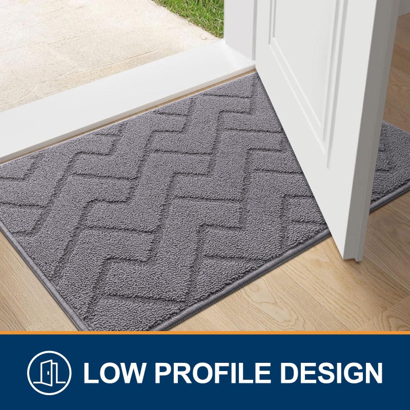 OLANLY Indoor Door Mat  36x24  Dirt Resistant and Absorbent  Sturdy Non-Slip Rubber Backing  Easy to Clean  Washable Entry Mat  Ideal Low-Profile Floor Mat for Front Back Door and Entryway  Grey - Image 5