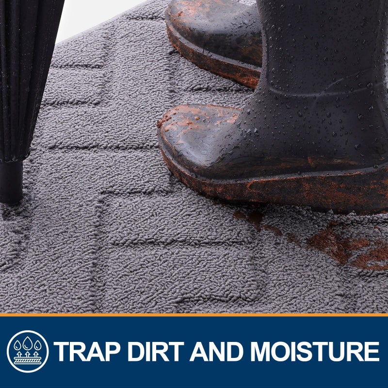 OLANLY Indoor Door Mat  36x24  Dirt Resistant and Absorbent  Sturdy Non-Slip Rubber Backing  Easy to Clean  Washable Entry Mat  Ideal Low-Profile Floor Mat for Front Back Door and Entryway  Grey - Image 2