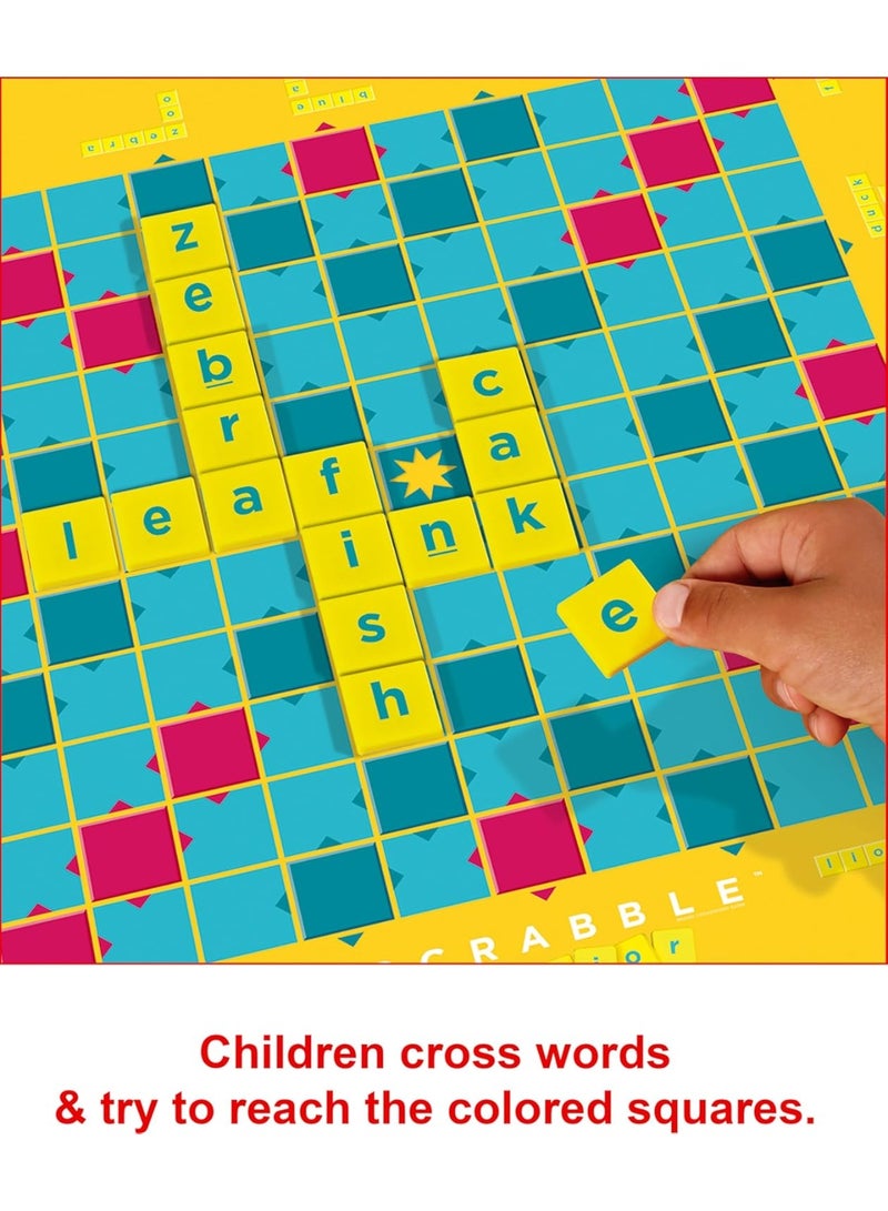 Mattel Games Scrabble Junior Kids Crossword Game | 2-Games-In-1 | 2-Sided Game Board - Image 4