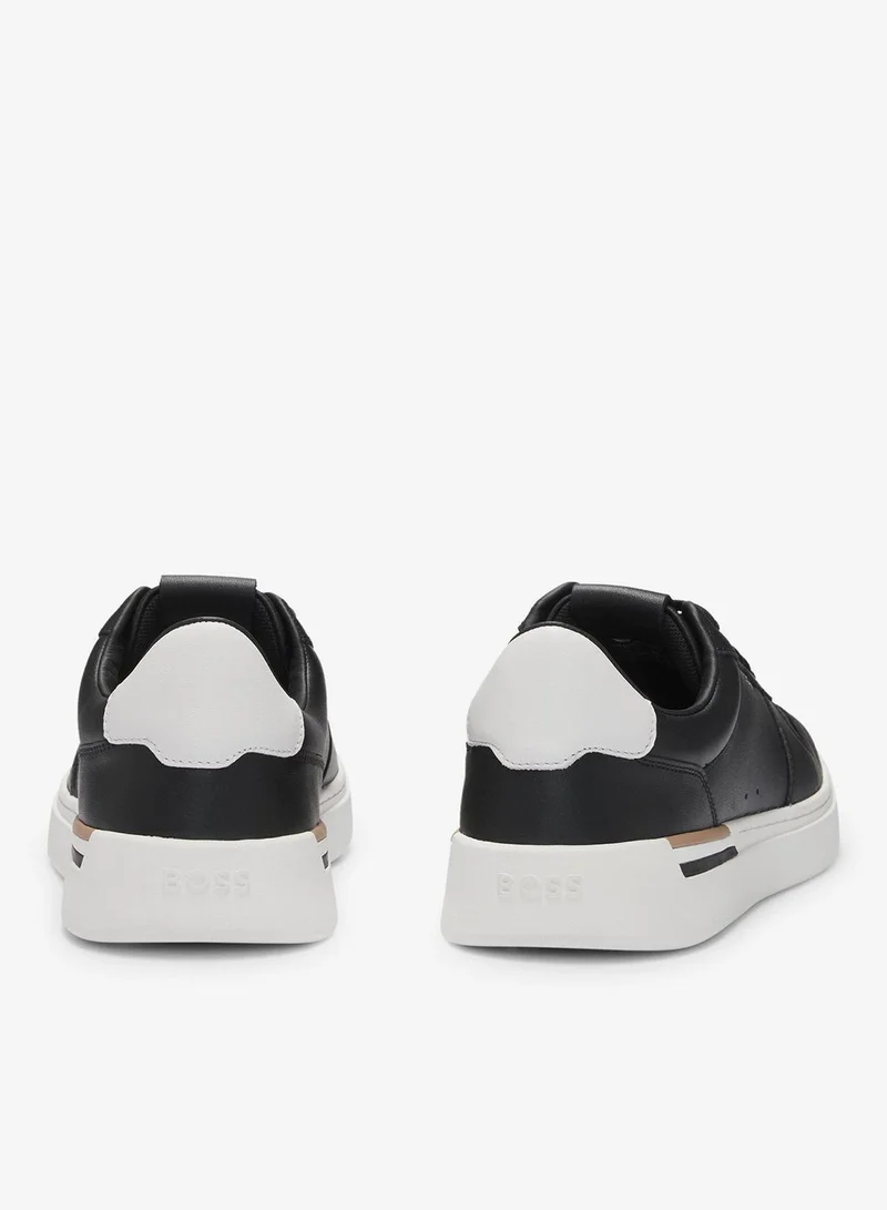 BOSS Leather trainers with signature-stripe details