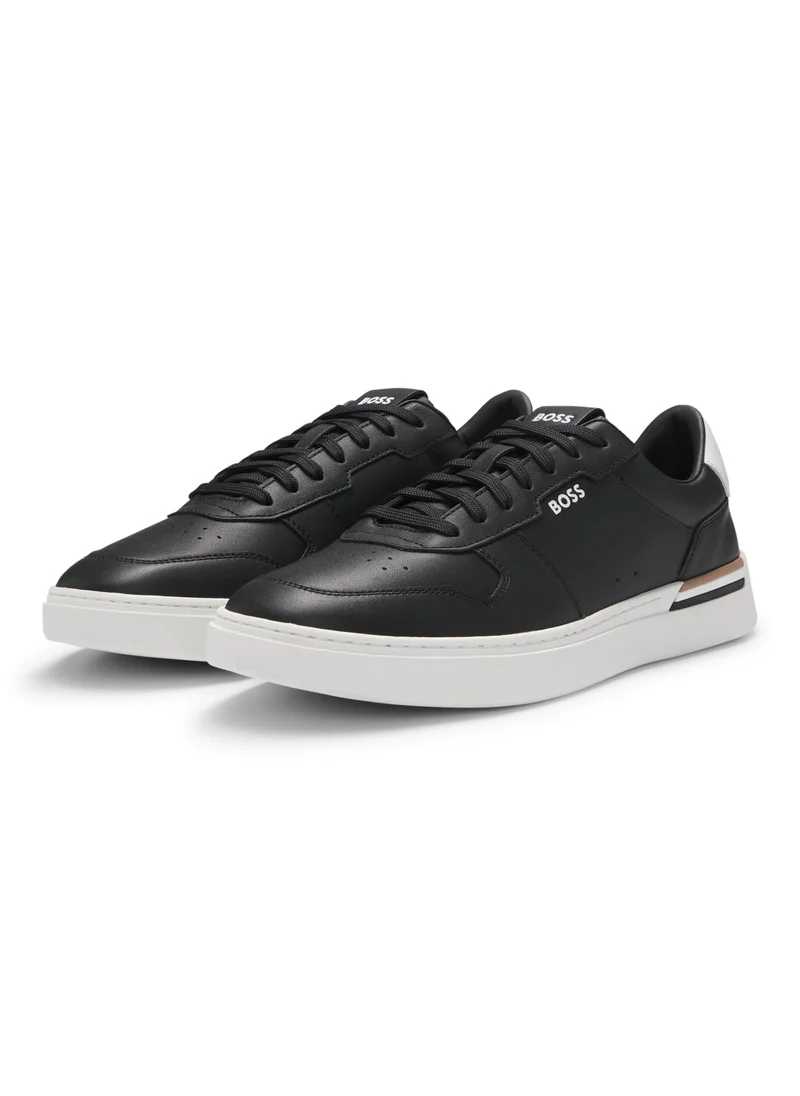 بوس Leather trainers with signature-stripe details