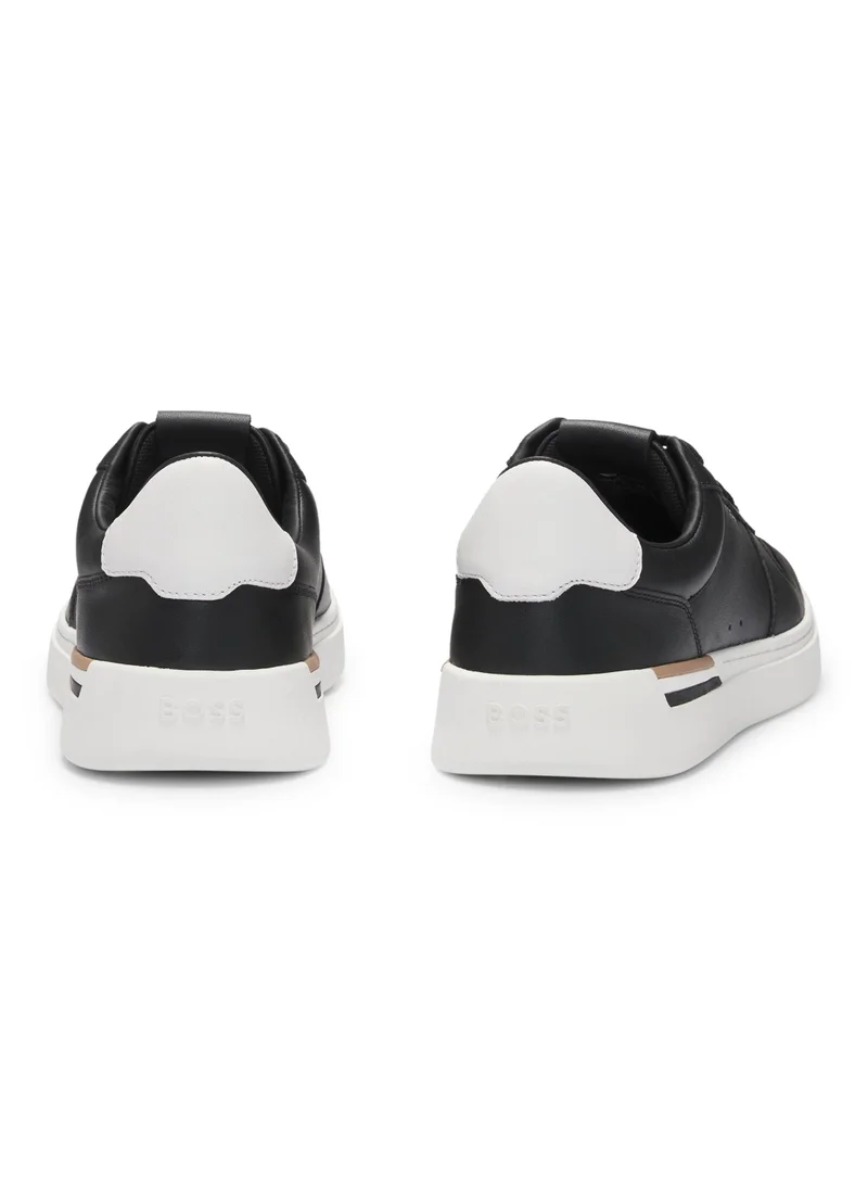 BOSS Leather trainers with signature-stripe details