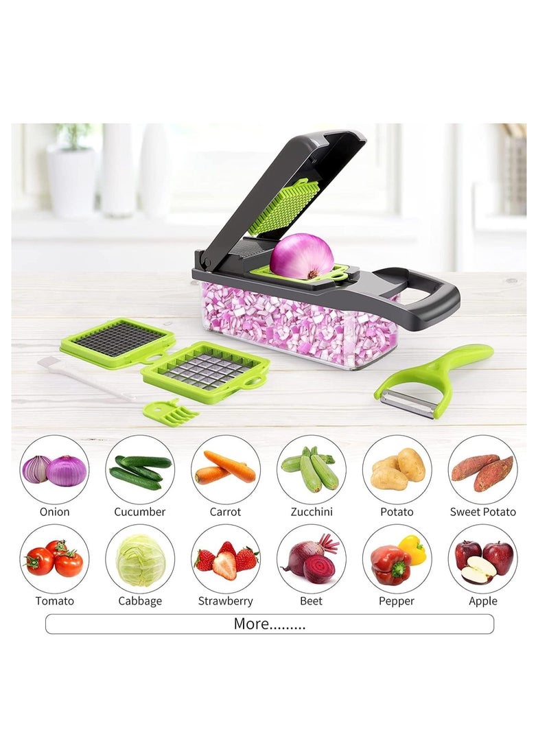 TIGER NEW Vegetable Chopper, Multifunctional 13-in-1 Food Chopper, Onion Chopper, Vegetable Slicer, Cutter, Dicer, Veggie Chopper with 8 Blades, Colander Basket, Container for Salad, Potato, Carrot - Image 3