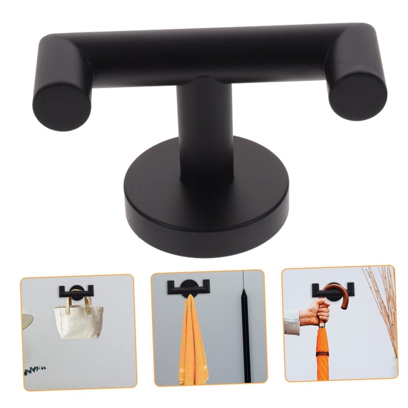 3 Pcs Wall Mounted Stainless Steel Hooks Robe And Towel Hooks For Bathroom Kitchen And Bedroom Modern Design For Coat Hat And Bag Storage Black 10x6cm - Image 2