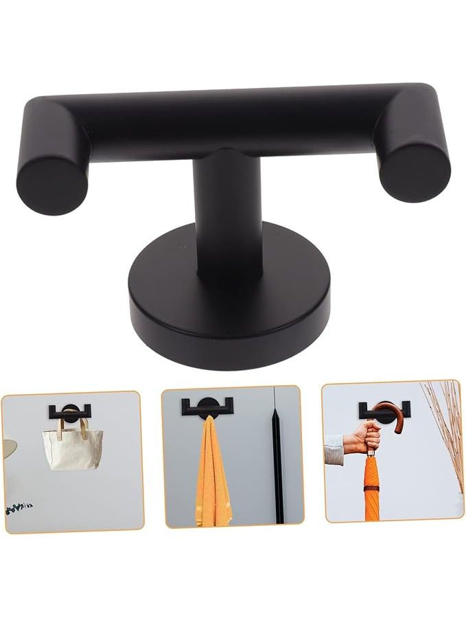 3 Pcs Wall Mounted Stainless Steel Hooks Robe And Towel Hooks For Bathroom Kitchen And Bedroom Modern Design For Coat Hat And Bag Storage Black 10x6cm - Image 1