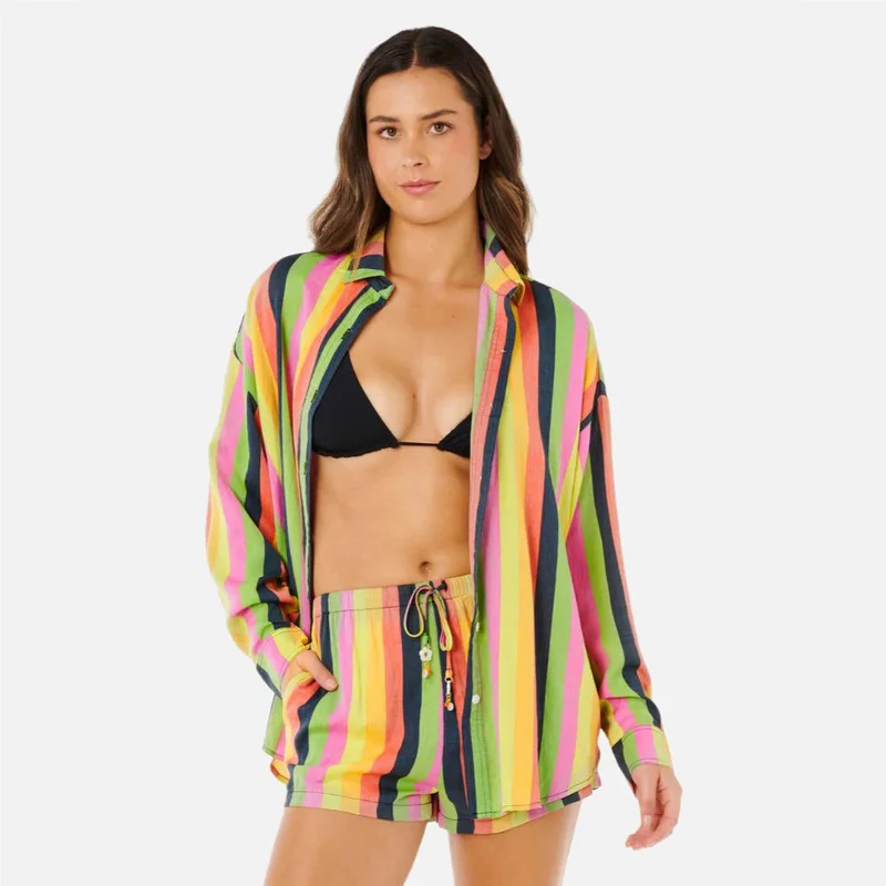 ريب كورل Neon Stripe Relaxed Shirt - Women