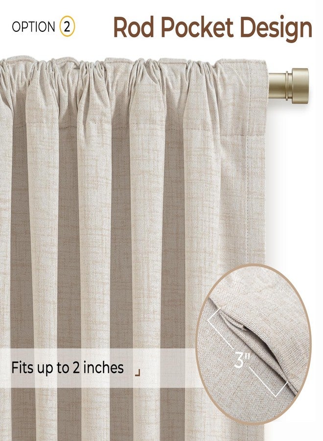 INOVADAY 100% Blackout Cream Curtains 90 Inches Long 2 Panels Set, Thermal Insulated Linen Blackout Curtains for Bedroom, Back Tab/Rod Pocket Curtains & Drapes for Living Room - Cream, W50 X L90 - Image 4