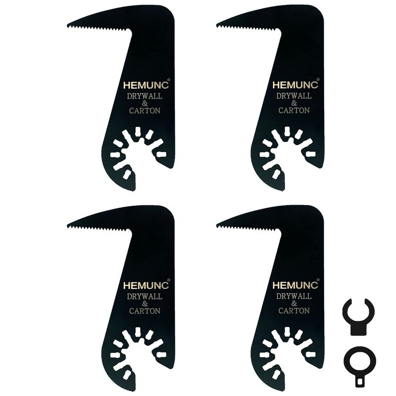 HEMUNC Drywall Blade for Oscillating Tool 4 Pack Oscillating Saw Blades Fit Dremel Dewalt Fein Multimaster Bosch Makita Milwaukee Rockwell RyobiCraftsman Ridgid Multitool