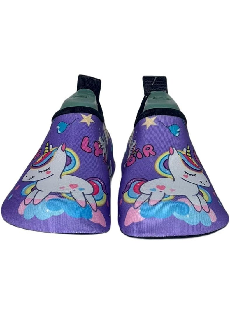 NICE Boys and Girls Water Shoes, Quick Drying Non-Slip Beach Shoes, Children's Cartoon Multicolor Swimming Socks  - Image 1