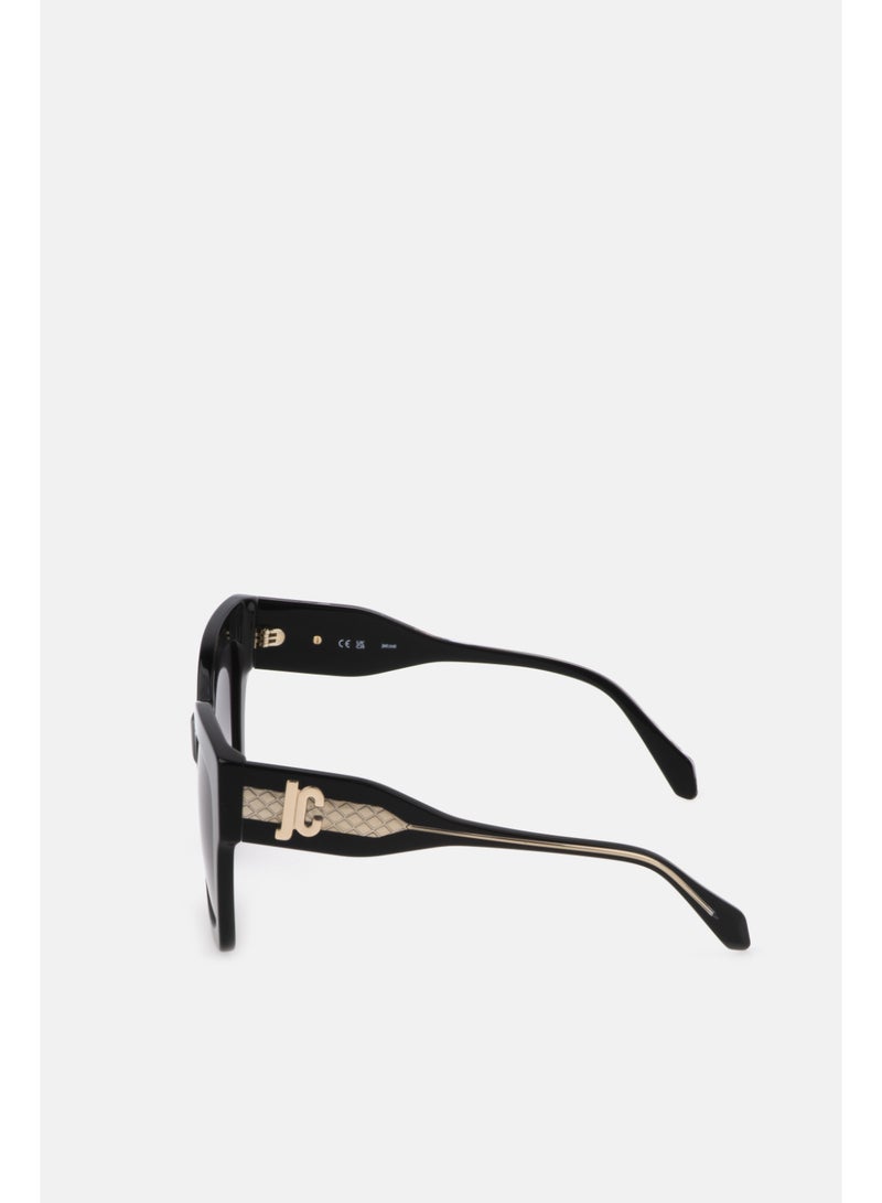Just Cavalli Women's Square Shape  Acetate Sunglasses SJC019V520700 - Lens Size: 52 Mm - Shiny Black - Image 3