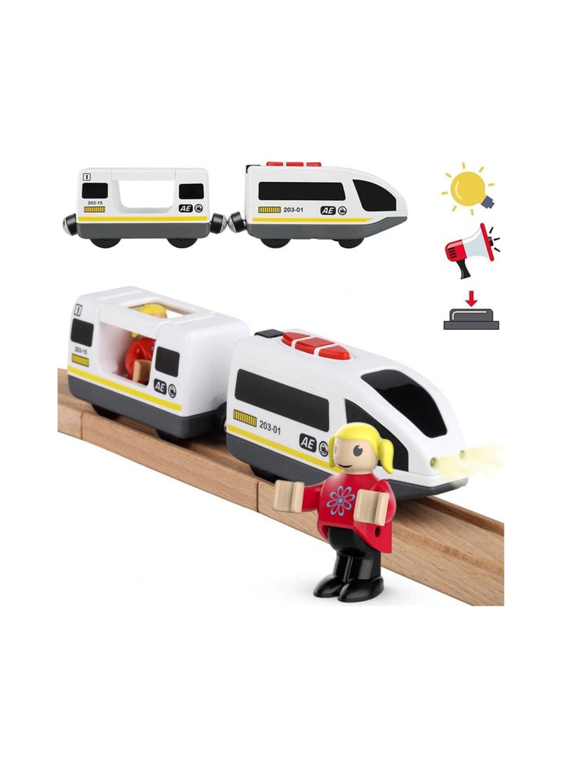 SYOSI Battery Operated Locomotive Train, (Magnetic Connection), Powerful Motor High Speed Train, Compatible with Brio, Thomas, Chuggington, Toy Car for Toddlers, Inspire Children's Creativity - Image 1