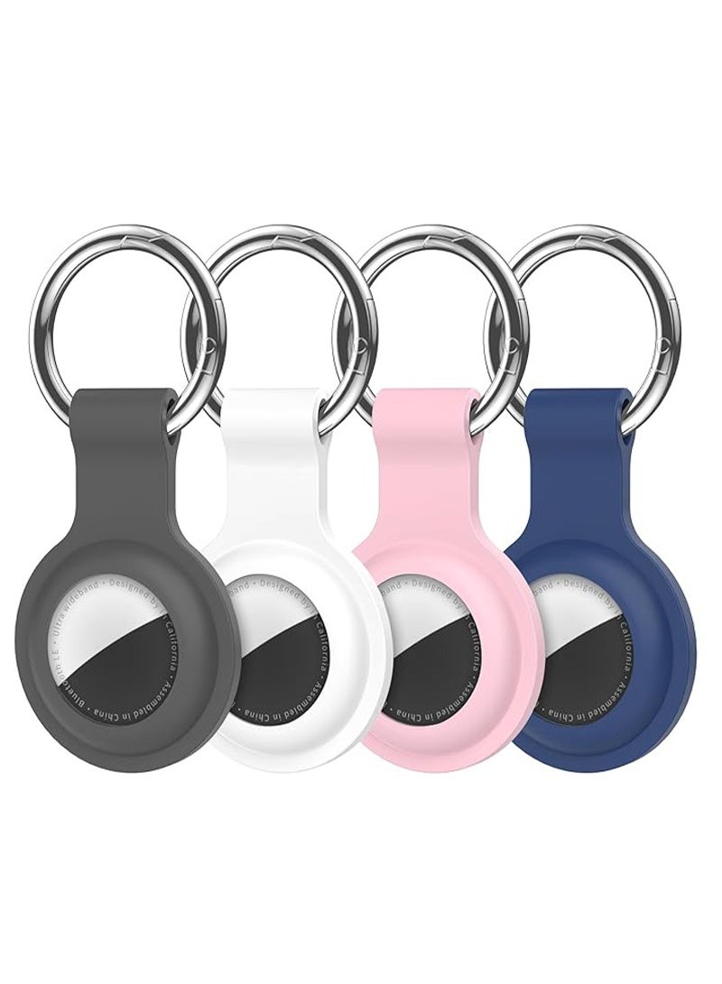 4 Pack Protective Air Tag Case Waterproof Liquid Silicone for Apple Airtags Keychain Key Ring Anti Lost AirTag Tracker Holder Anti Scratch Air Tags Cover Loop Finder Items GPS Accessories - Image 1