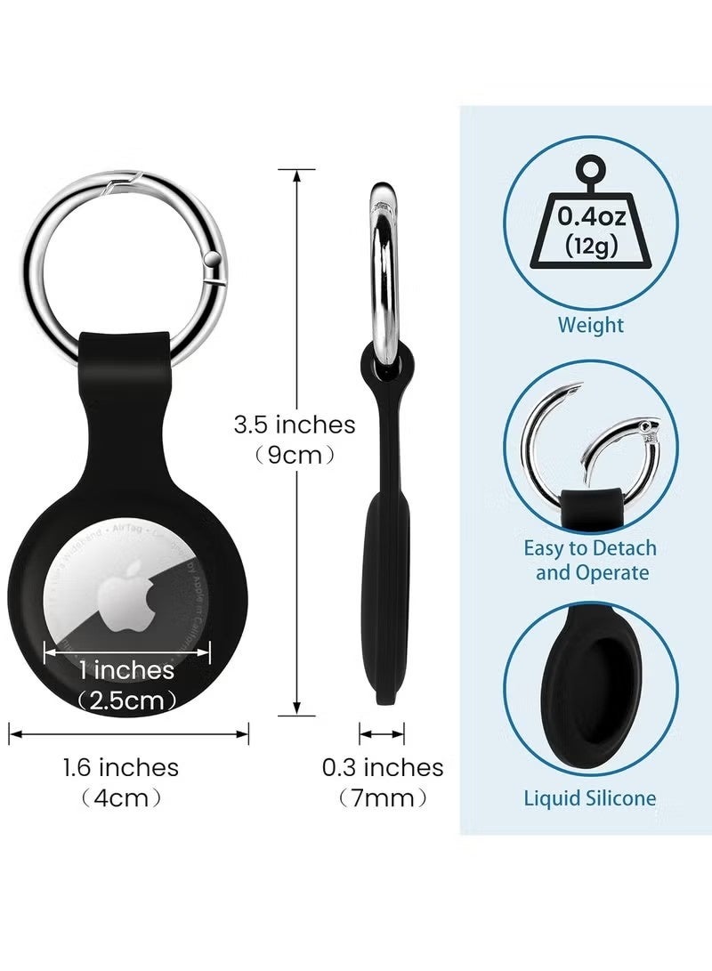 4 Pack Protective Air Tag Case Waterproof Liquid Silicone for Apple Airtags Keychain Key Ring Anti Lost AirTag Tracker Holder Anti Scratch Air Tags Cover Loop Finder Items GPS Accessories - Image 3