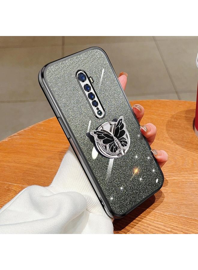 S-TOP Case For OPPO Reno2 Plated Gradient Glitter Butterfly Holder TPU Phone Case - Image 1