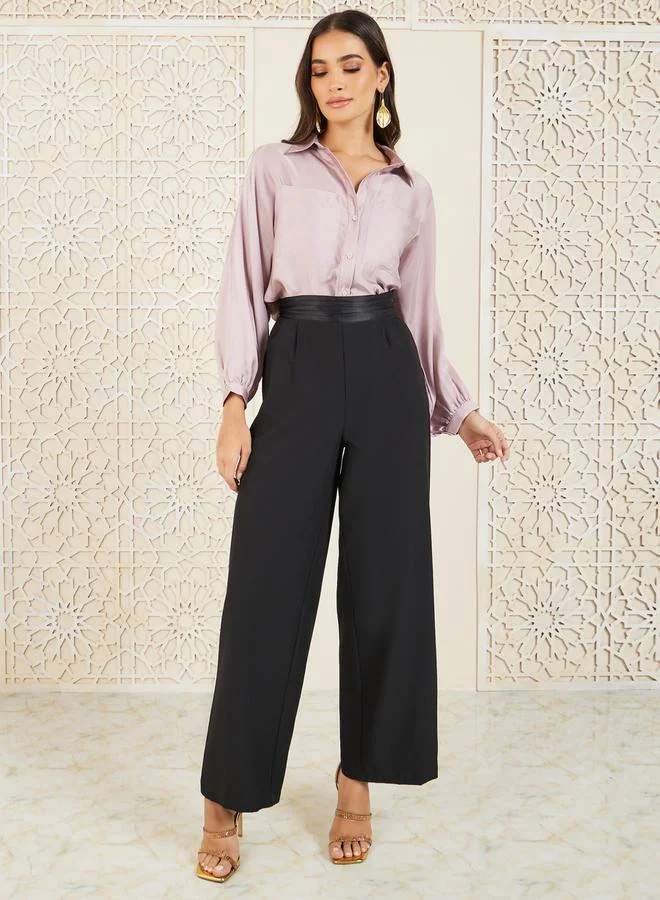 Styli Double Pocket Detail Balloon Sleeve Shirt
