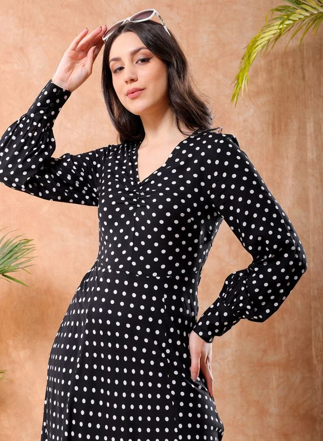 Freehand Polka Dot Midi Dress