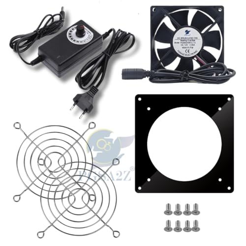 PGSA2Z 80mm AC Plug Fan (120V/110V/220V) with Adjustable Speed Controller for PC, Doorway, Receiver, Xbox, DVR, Router, Home Theater, AV Cabinets - Enhanced Cooling Solution (Black) - Image 2
