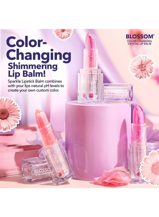 Blossom Moisturizing Color Changing Shimmering Lip Balm Sparkle Lip Stain Tint, Infused with Real Flowers, 3g, Sunset - Image 2