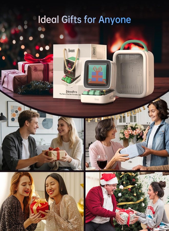 divoom Ditoo Portable Bluetooth Speaker with Retro Pixel Screen, Smartphone App Control/RGB Backlit Mechanical Keyboards (White) - Image 2