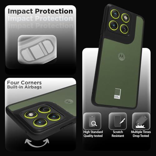 RIGGEAR Shockproof Sleek Hybrid Armor Back Cover Case for Motorola Moto Edge 70 5G (Clear PC + Black TPU Bumper) - Image 3