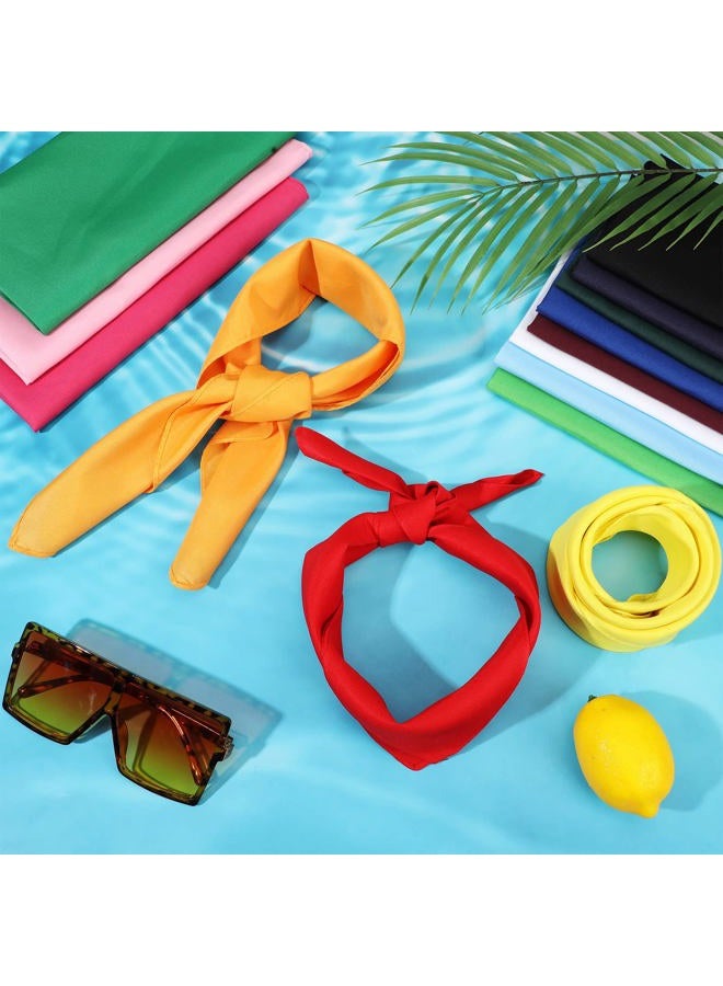 Newcotte Solid Colors Plain Cotton Bandanas Bulk Unisex Multifunctional Headband Scarf Neckerchief Women Men, 14 Colors, Bright Colors, One size - Image 5