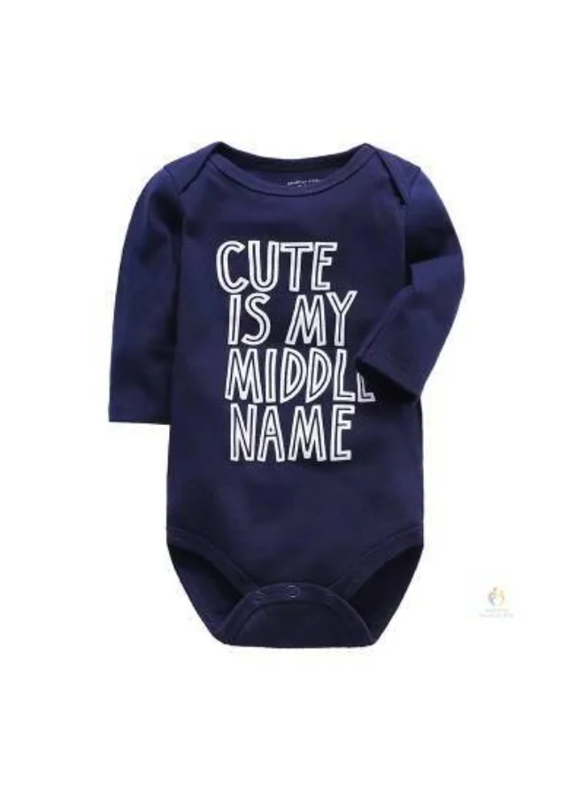 Matching Family Outfits Funny Baby Romper with Quote – “Cute Is My Middle Name” Navy Blue Newborn Baby Bodysuit – Baby Boy Full Sleeve Romper – Cute Baby Boy Clothes – Soft Cotton Baby Romper
