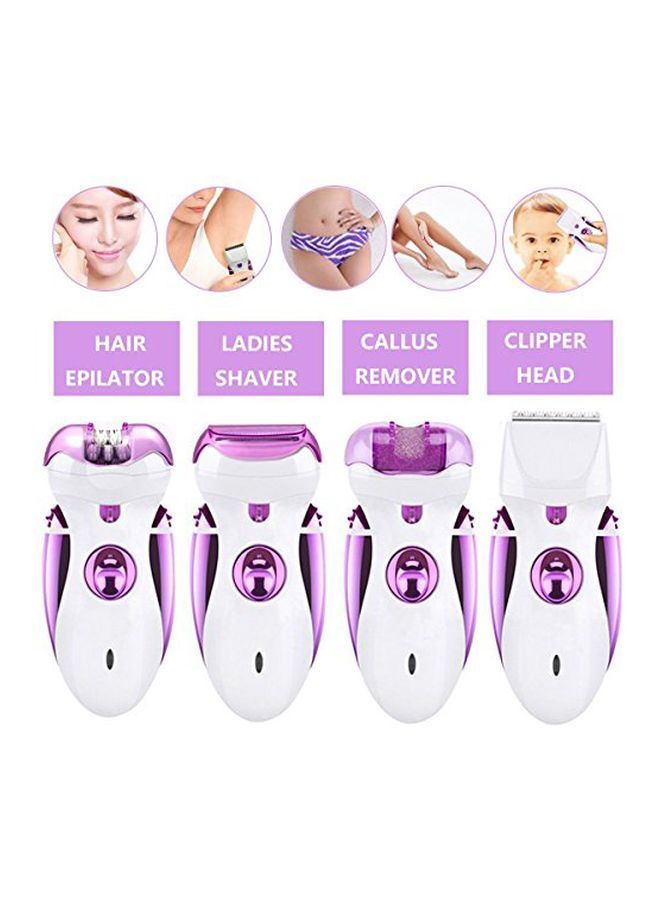 NIBEMINENT 4-In-1 Rechargeble Electric Epilator White/Purple - Image 3