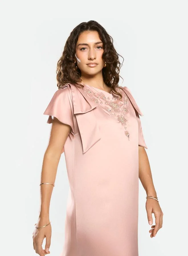 House of Moda Embellished Yoke Frill Sleeve Maxi Dress